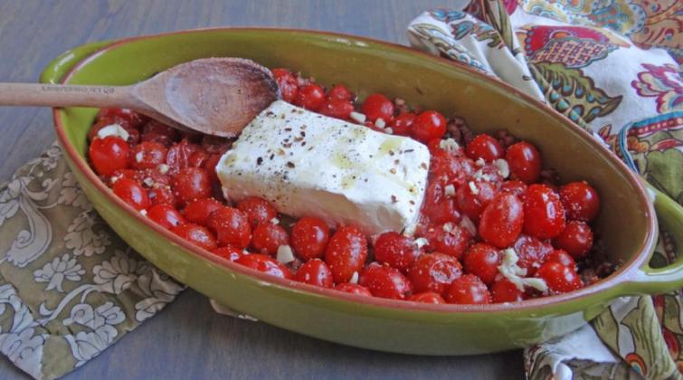 Baked feta-and-tomatoes sauce delicious over pasta